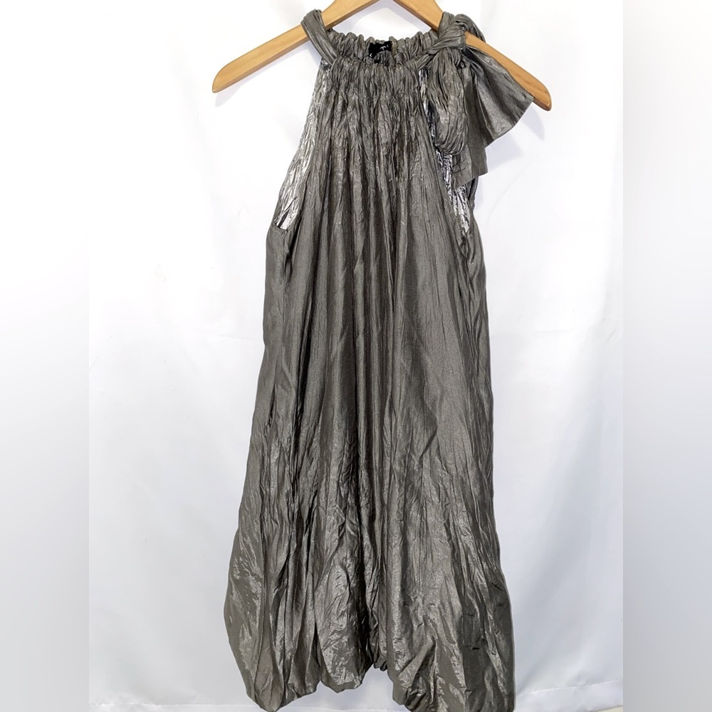 RYU Metallic Gray/Sliver Halter Parachute Bubble Dress Size Large